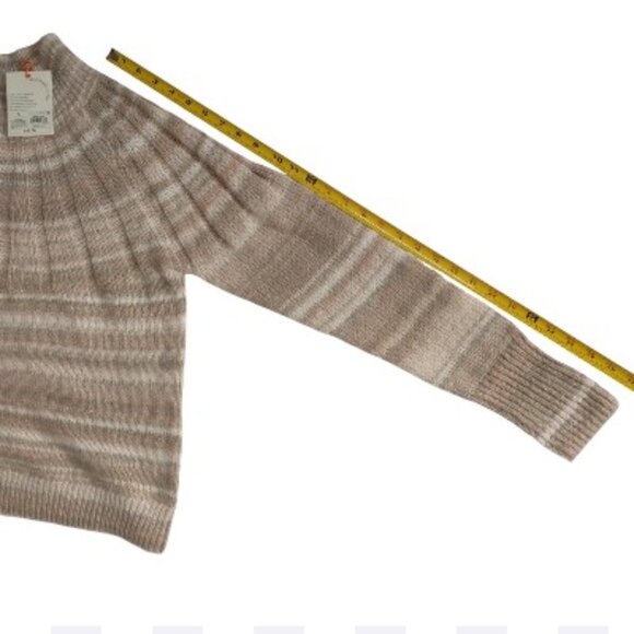 Knox Rose Sweater Size S Oatmeal Striped Mock Neck Pullover NWT Soft - Picture 3 of 8